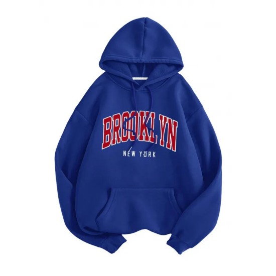 Casual Fashion Printed Loose Fleece-Lined Hoodie
