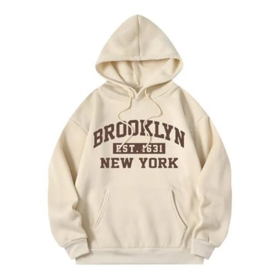 Casual Fashion Printed Loose Fleece-Lined Hoodie