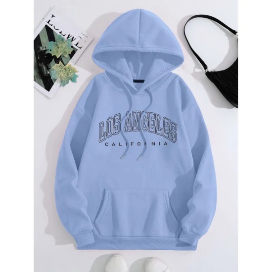 Casual Fashion Printed Loose Fleece-Lined Hoodie