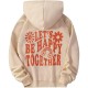 Casual Fashion Printed Loose Fleece-Lined Hoodie