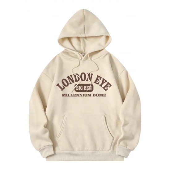 Casual Fashion Printed Loose Fleece-Lined Hoodie