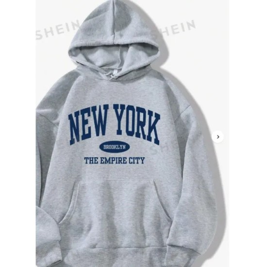 Casual Fashion Printed Loose Fleece-Lined Hoodie