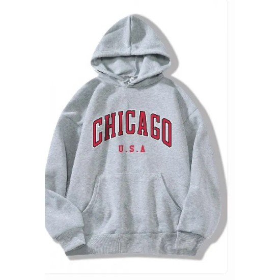 Casual Fashion Printed Loose Fleece-Lined Hoodie