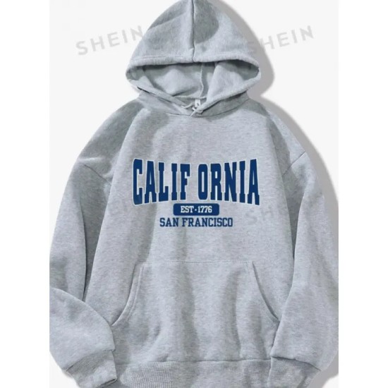 Casual Fashion Printed Loose Fleece-Lined Hoodie