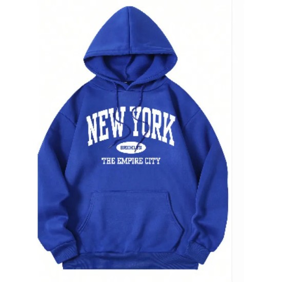 Casual Fashion Printed Loose Fleece-Lined Hoodie