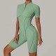 Summer Zipper Short-Sleeved Outer Wearing Fitness Yoga Rompers
