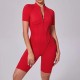 Summer Zipper Short-Sleeved Outer Wearing Fitness Yoga Rompers