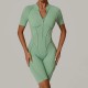 Summer Zipper Short-Sleeved Outer Wearing Fitness Yoga Rompers