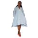 Women Fashio Casual Solid Color Irregular V-Neck Lantern Sleeve Single Breasted Loose Dress