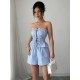 Women Summer Bowknot Stripe Tube Top Shorts Set