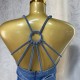 Women Summer Sexy Fashion V-Neck Spaghetti Strap Backless Denim Dress