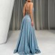 Women Fashion Strap Backless Slit Party Dress