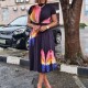 Women Fashion Plus Size Multicolor Butterfly Printed Short-Sleeved Top Pleated Skirt Two-Piece Set