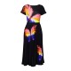 Women Fashion Plus Size Multicolor Butterfly Printed Short-Sleeved Top Pleated Skirt Two-Piece Set