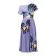 Women Fashion Plus Size Multicolor Butterfly Printed Short-Sleeved Top Pleated Skirt Two-Piece Set