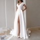 Women Solid Color V-Neck Sleeveless High Split Evening Dress