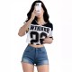 Women Loose Short-Sleeved Crewneck Casual Jersey Top Football Sports T-Shirt