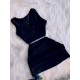 Women Fashion Casual Tank Top Drawstring Tight Mini Skirt Set