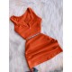 Women Fashion Casual Tank Top Drawstring Tight Mini Skirt Set