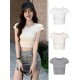 Slim-Fit Crop Top Women Basic Summer Short-Sleeved Casual Short T-Shirt