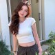 Slim-Fit Crop Top Women Basic Summer Short-Sleeved Casual Short T-Shirt