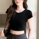 Slim-Fit Crop Top Women Basic Summer Short-Sleeved Casual Short T-Shirt