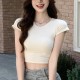 Slim-Fit Crop Top Women Basic Summer Short-Sleeved Casual Short T-Shirt