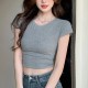 Slim-Fit Crop Top Women Basic Summer Short-Sleeved Casual Short T-Shirt
