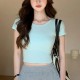 Slim-Fit Crop Top Women Basic Summer Short-Sleeved Casual Short T-Shirt