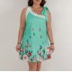 Women Fashion Irregular Plus Size Floral Printed Sleeveless Lace-Up Dress