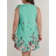 Women Fashion Irregular Plus Size Floral Printed Sleeveless Lace-Up Dress