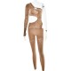 Women Fashion Sexy Rhinestone Tight Long Sleeve Hollow-Out High Elastic Jumpsuits