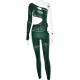 Women Fashion Sexy Rhinestone Tight Long Sleeve Hollow-Out High Elastic Jumpsuits