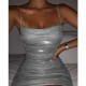 Women Nightclub Sexy Rhinestone Diamond Chain Drawstring Hip Wrap Dress