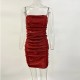 Women Nightclub Sexy Rhinestone Diamond Chain Drawstring Hip Wrap Dress