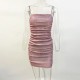 Women Nightclub Sexy Rhinestone Diamond Chain Drawstring Hip Wrap Dress
