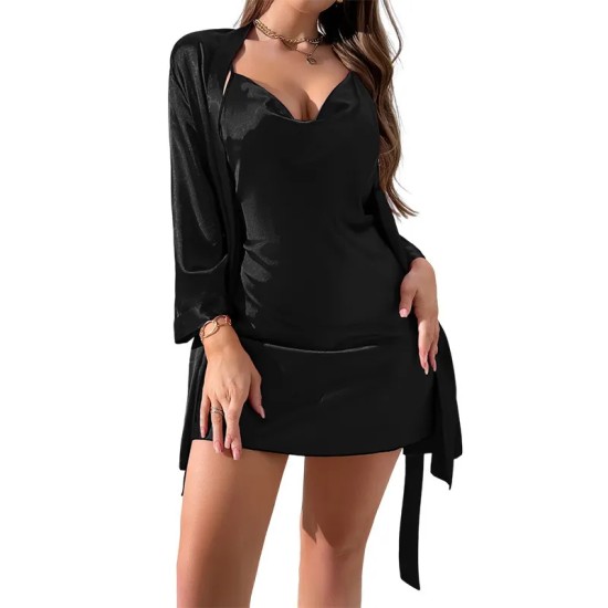 Women Fashion Solid Color Pajamas Two-Piece Set