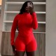 Women Fashion Casual Sexy Zipper Long Sleeve Top Tight Shorts Sports Two-Piece Set