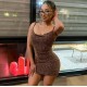 Nightclub Style Women Sexy Shiny Strap Bodycon Dresses