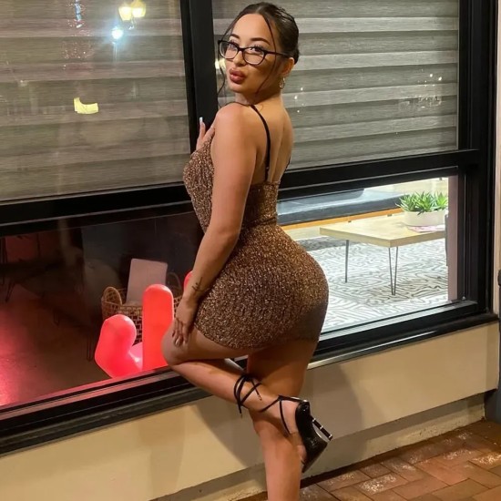 Nightclub Style Women Sexy Shiny Strap Bodycon Dresses