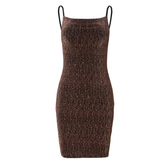 Nightclub Style Women Sexy Shiny Strap Bodycon Dresses