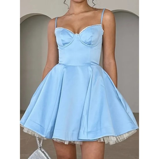 Women Fashion Sling Puff Party Dress