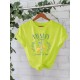 Women Pure Cotton Summer Short Sleeve Round Neck Lemon Pattern Printed T-Shirt