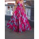 Women Fashion Casual Floral Printed V-Neck Sleeveless Split Dress