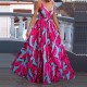 Women Fashion Casual Floral Printed V-Neck Sleeveless Split Dress