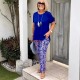 Women Casual Short-Sleeved Top Printed Pants Set