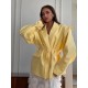 Spring And Autumn Women Tight Waist Lace-Up Shoulder Padded Lapel Blazer