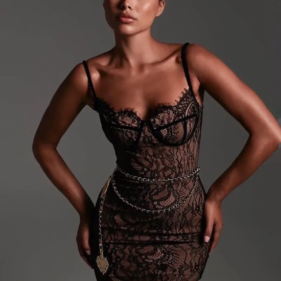 Summer Women Fashion Sexy Lace Sling Party Dress