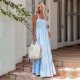 Women Casual Vacation Solid Color Pleated Sleeveless Loose Dress