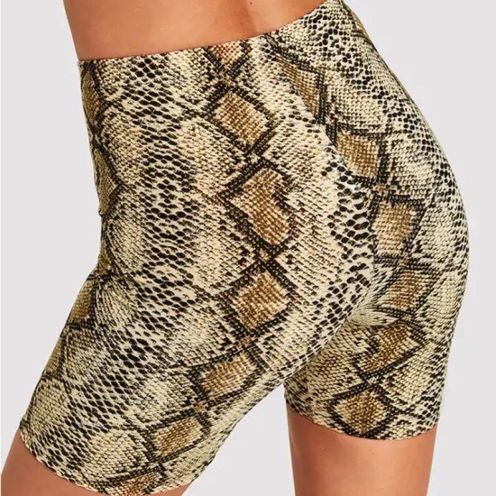 Fashion Sexy Leopard Snake Sports Yoga Biker Shorts